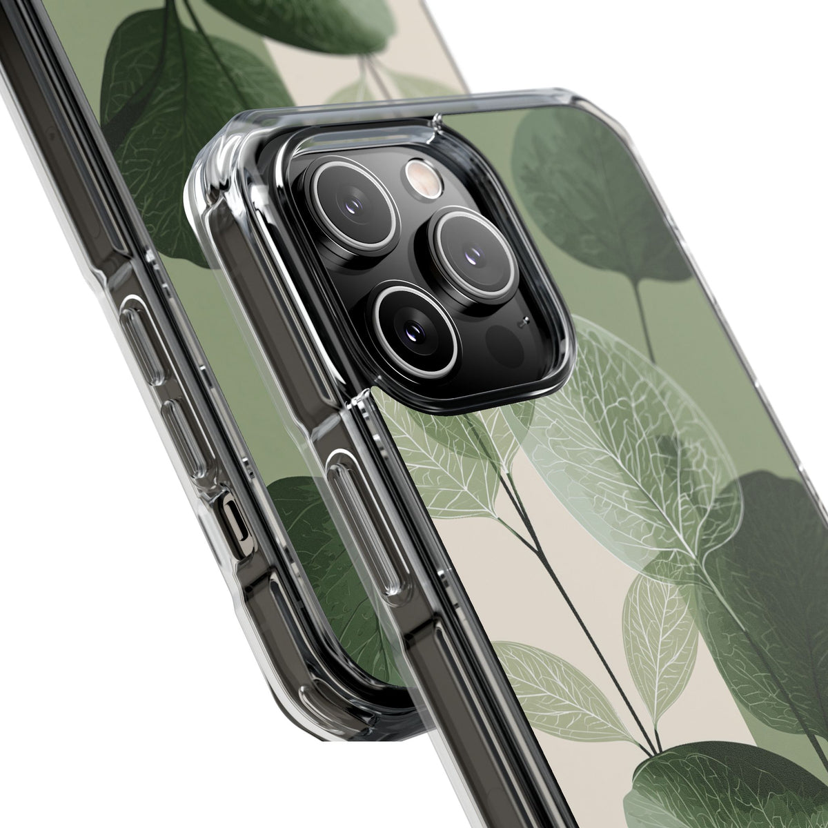 Layered Eucalyptus Study · Clear Impact Magnetic Phone Case for iPhone ·  Green