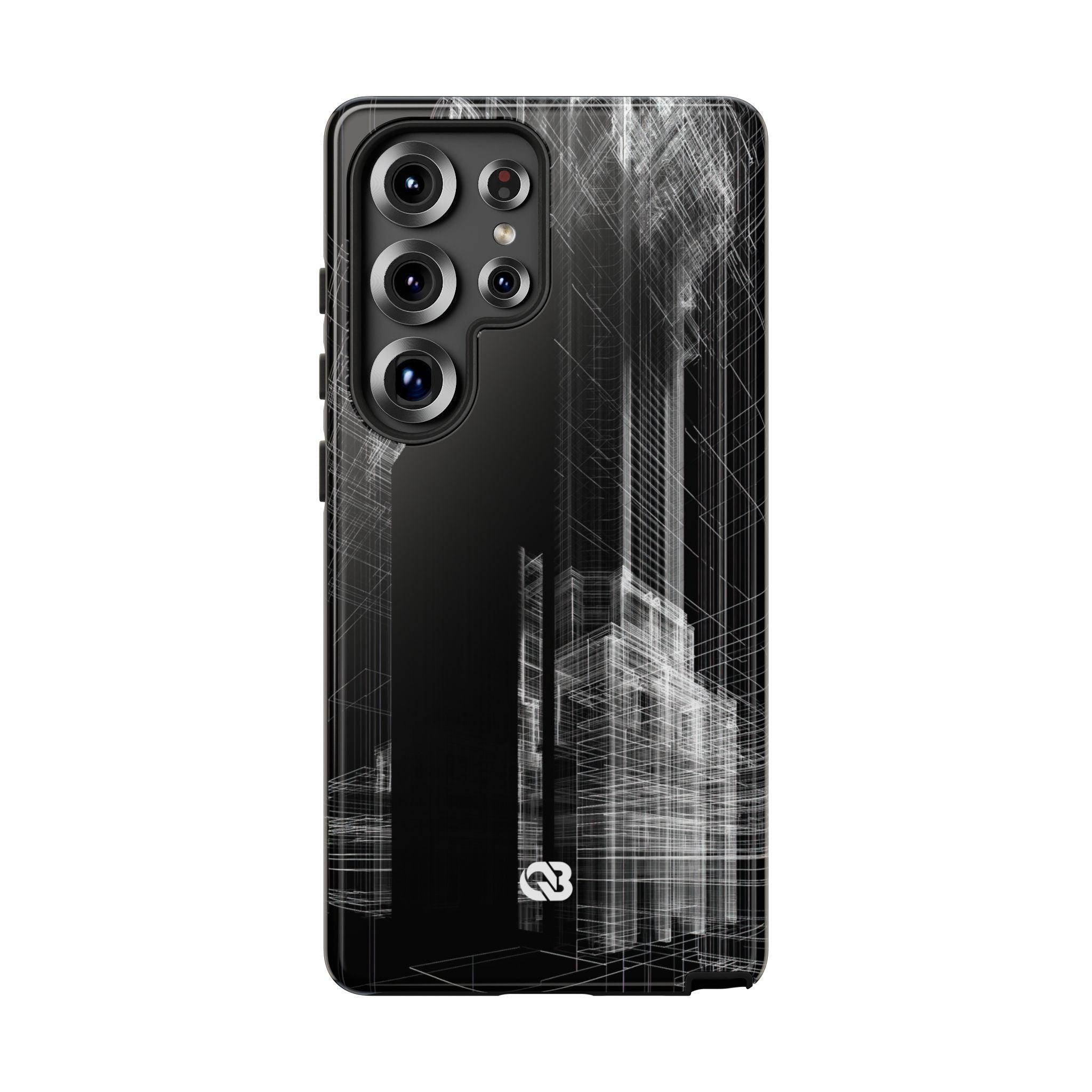Black Tough Phone Case for Samsung - Ghost Urban Wireframe