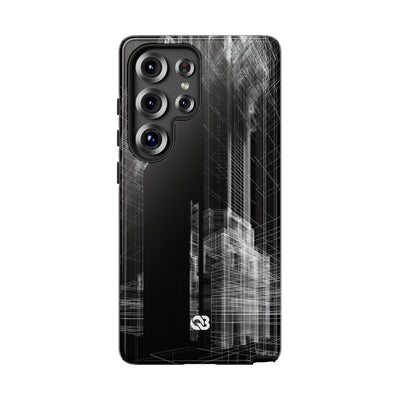 Black Tough Phone Case for Samsung - Ghost Urban Wireframe