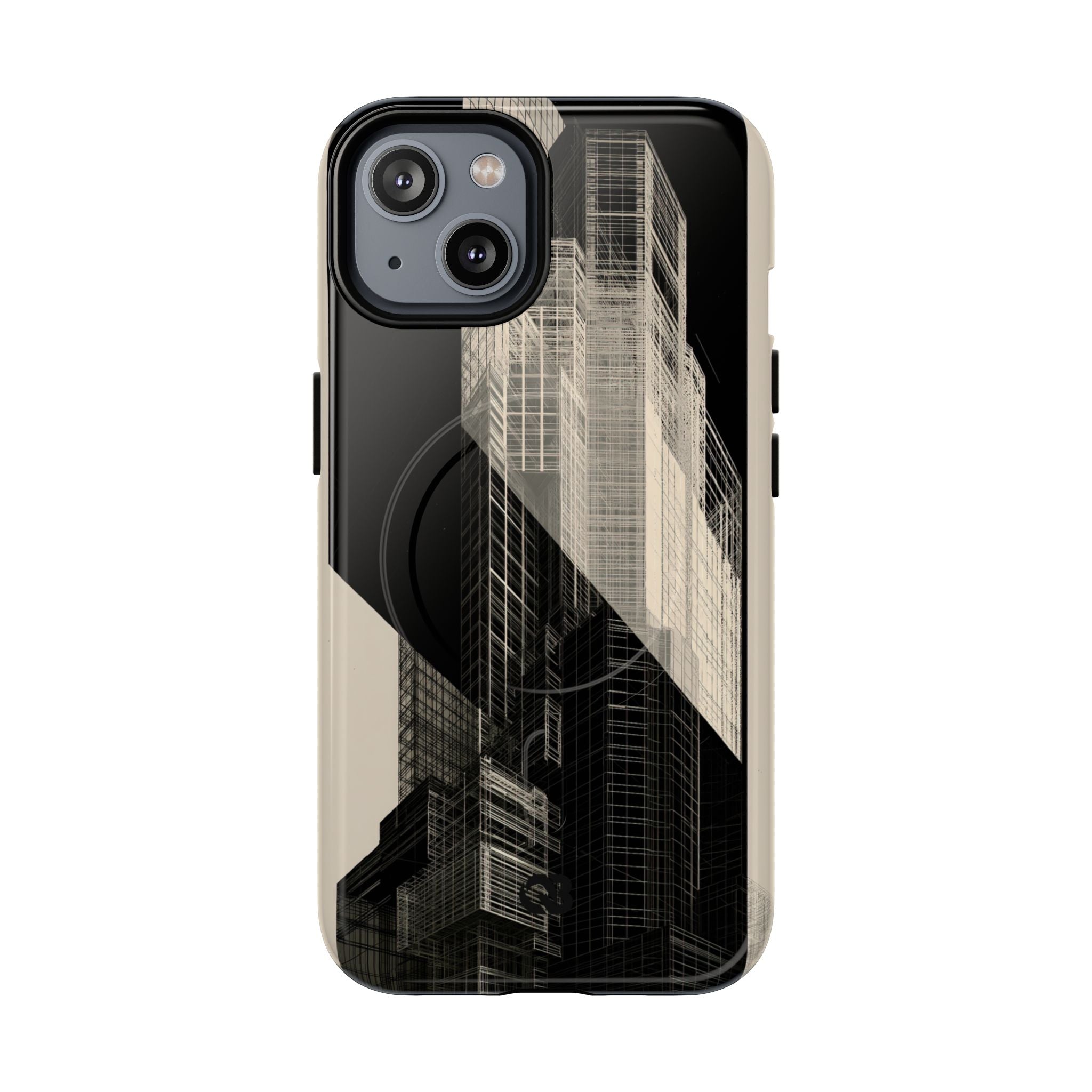 Beige Tough 2.0 Magsafe Phone Case for iPhone - Monolith Urban Grid