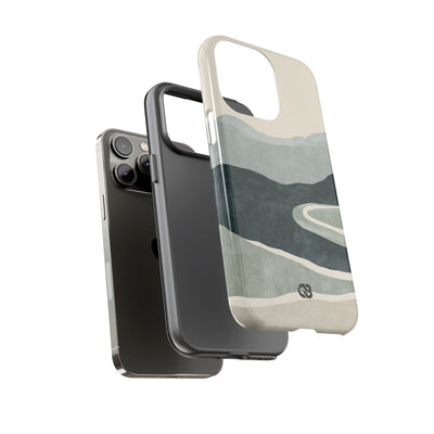 Green Tough Phone Case for iPhone - Misty Sage Valley