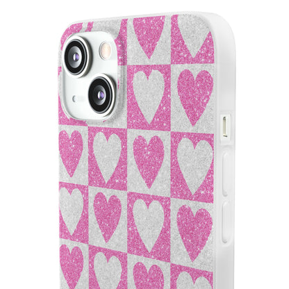 Glitter Heart Grid iPhone 13 - Soft