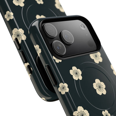 Teal Tough 2.0 Magsafe Phone Case for iPhone - Obsidian Cream Petals