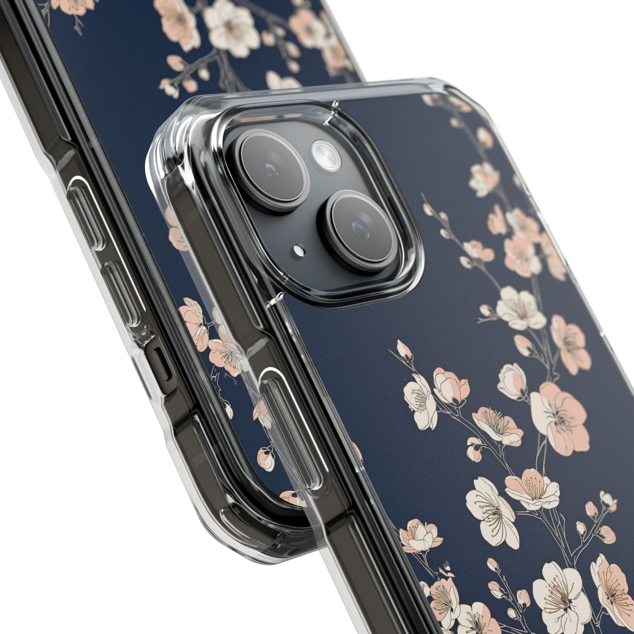 Blue Impact MagSafe Phone Case for iPhone - Midnight Peach Sakura