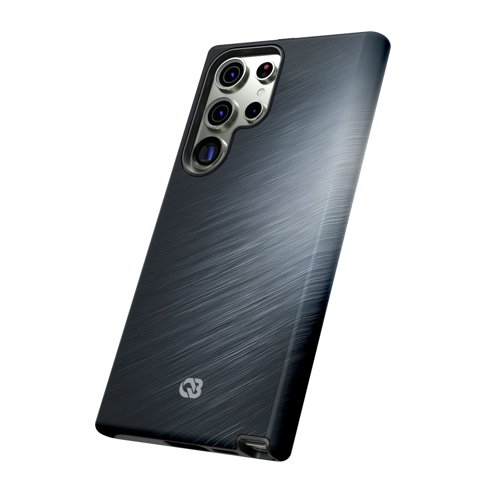 Grey Tough Phone Case for Samsung - Charcoal Brushed Steel