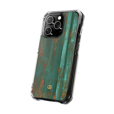 Teal Impact MagSafe Phone Case for iPhone - Verdigris Copper Siding