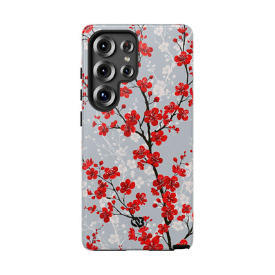 Grey Tough Phone Case for Samsung - Crimson Sakura Slate