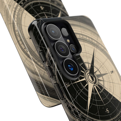 Beige Tough Phone Case for Samsung - Obsidian Nautical Blueprint