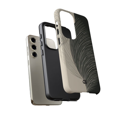 Beige Tough Phone Case for Samsung - Obsidian Cream Plume