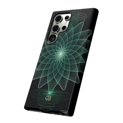 Green Tough Phone Case for Samsung - Cyan Signal Bloom