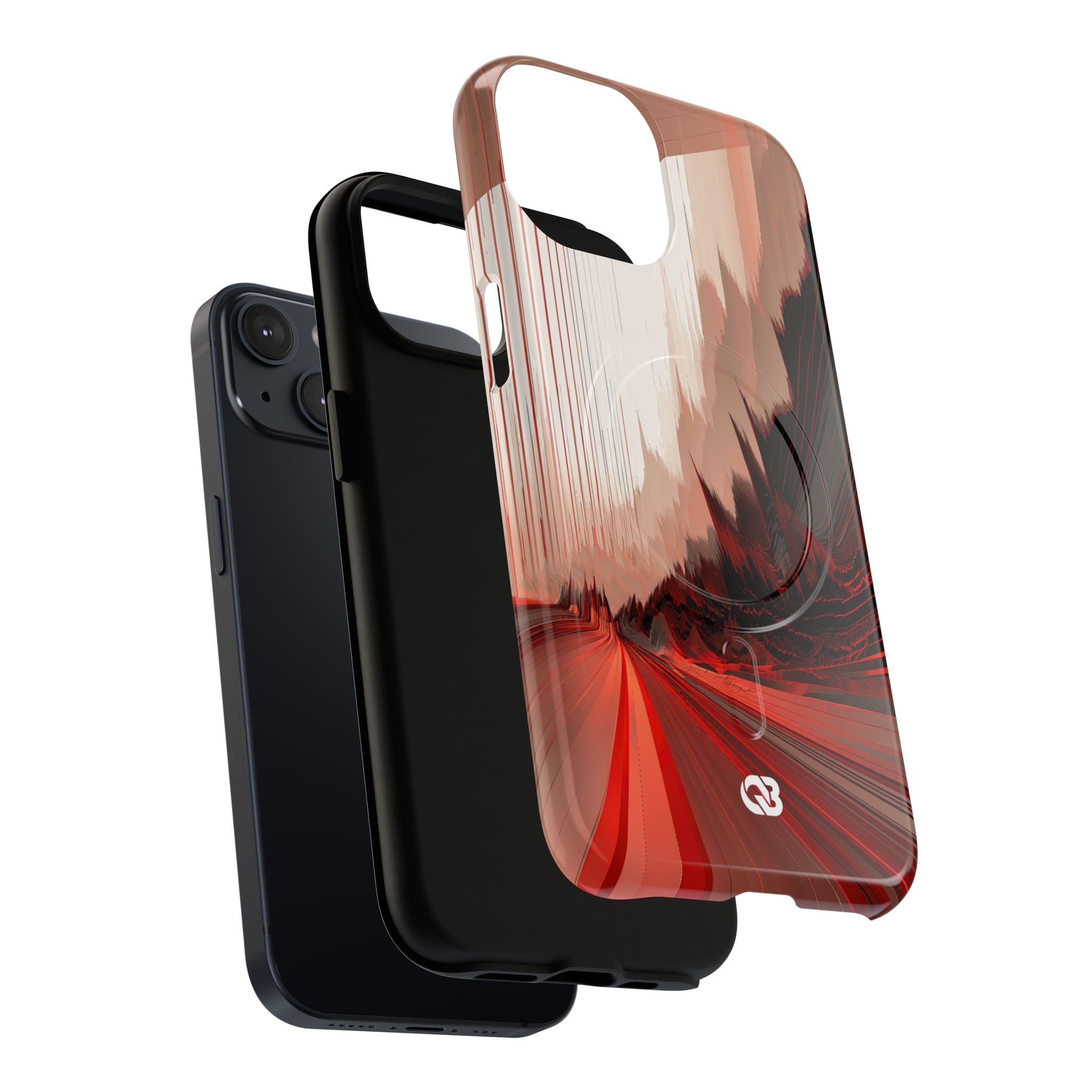 Red Tough 2.0 Magsafe Phone Case for iPhone - Crimson Pulse Horizon