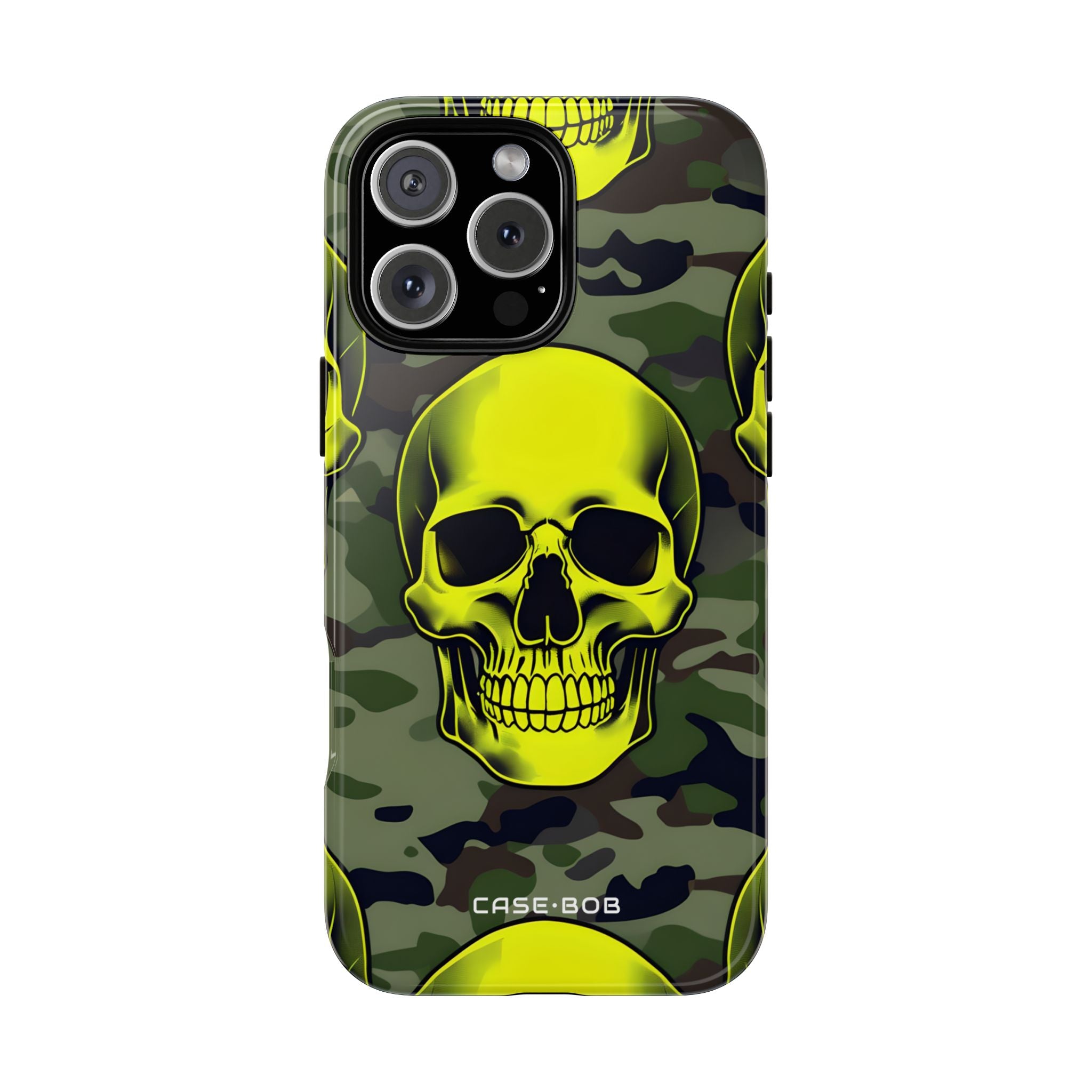 Neon Skull Camo iPhone 16 Pro Max Cover - Tough