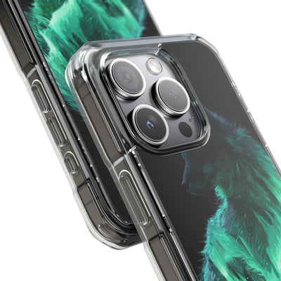 Nordic Aurora Fox · Clear Impact Magnetic Phone Case for iPhone · Teal