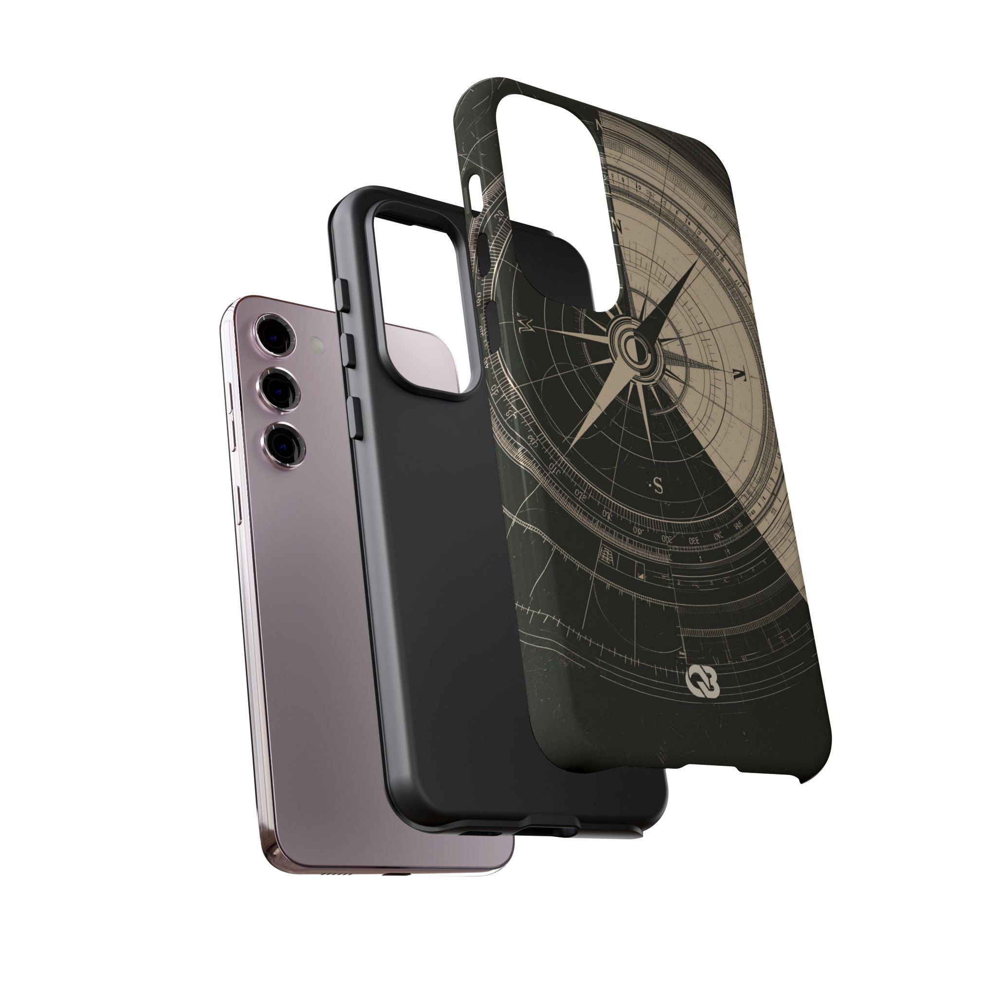 Beige Tough Phone Case for Samsung - Obsidian Nautical Blueprint