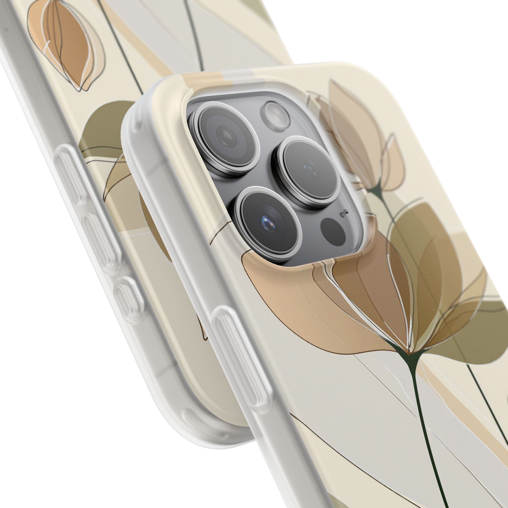 Beige Lite Phone Case for iPhone - Muted Ochre Petals