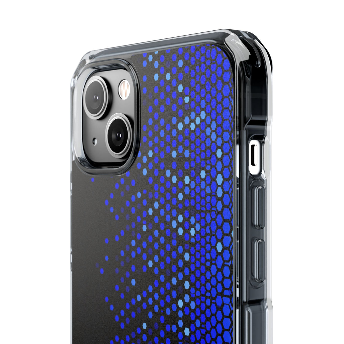 Cobalt Hex Dispersion · Clear Impact Magnetic Phone Case for iPhone · Blue