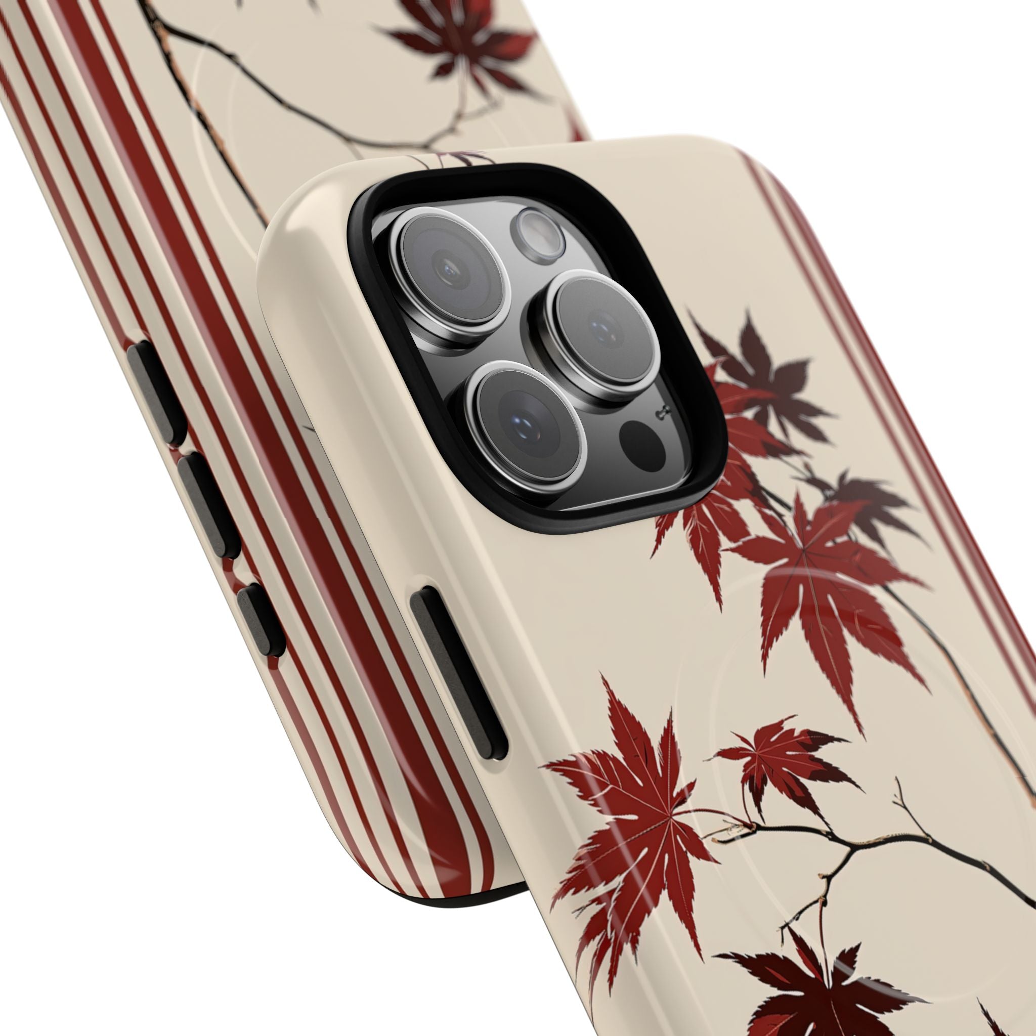 Red Tough 2.0 Magsafe Phone Case for iPhone - Crimson Momiji Stripe