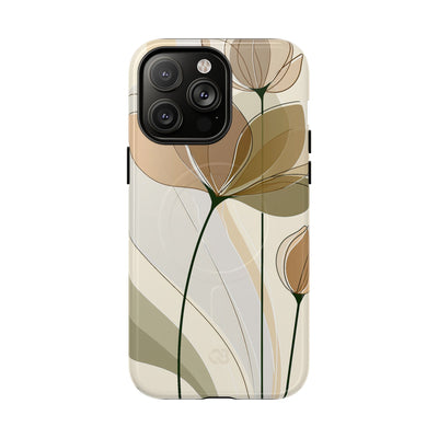 Beige Tough 2.0 Magsafe Phone Case for iPhone - Muted Ochre Petals