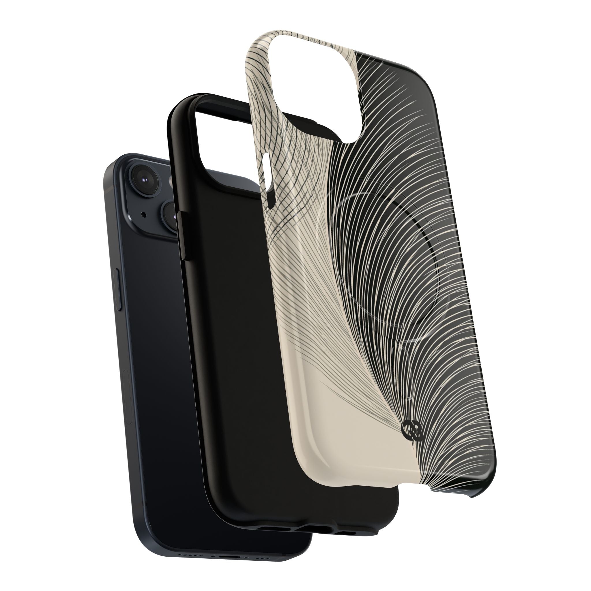 Beige Tough 2.0 Magsafe Phone Case for iPhone - Obsidian Cream Plume