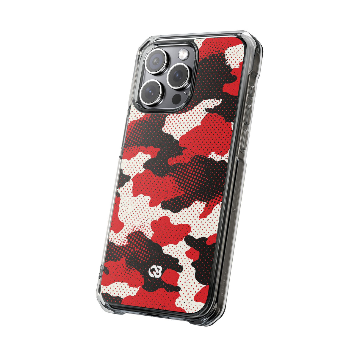 Crimson Halftone Camo · Clear Impact Magnetic Phone Case for iPhone · Red