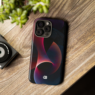 Black Tough Phone Case for iPhone - Cobalt Crimson Flux