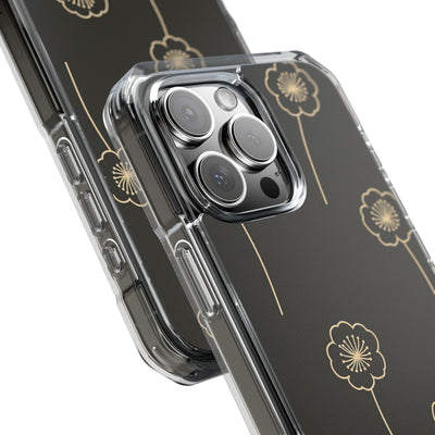 Black Impact MagSafe Phone Case for iPhone - Obsidian Sand Petals