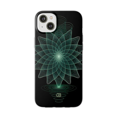 Green Lite Phone Case for iPhone - Cyan Signal Bloom