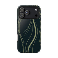 Green Tough Phone Case for iPhone - Obsidian Sage Flow