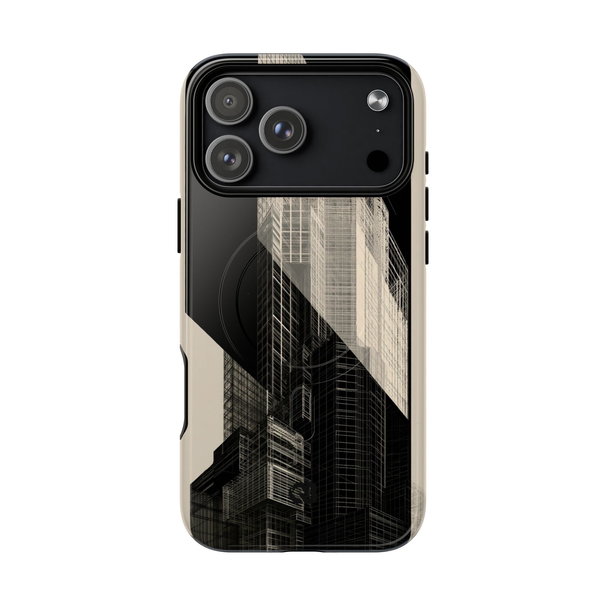 Beige Tough 2.0 Magsafe Phone Case for iPhone - Monolith Urban Grid
