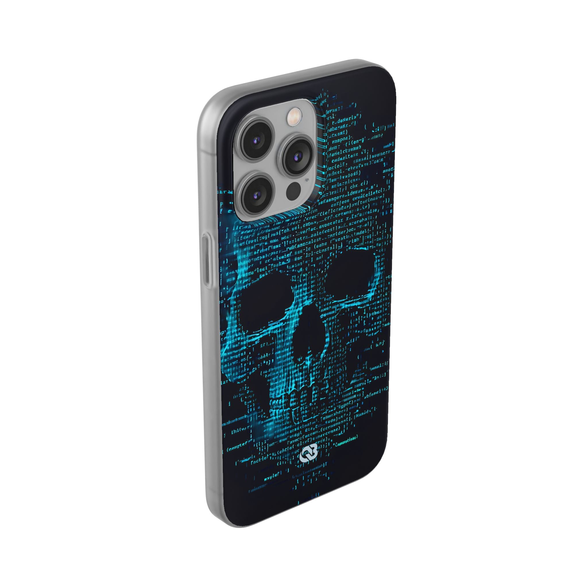 Cyan Glitch Skull · Soft Phone Case for iPhone