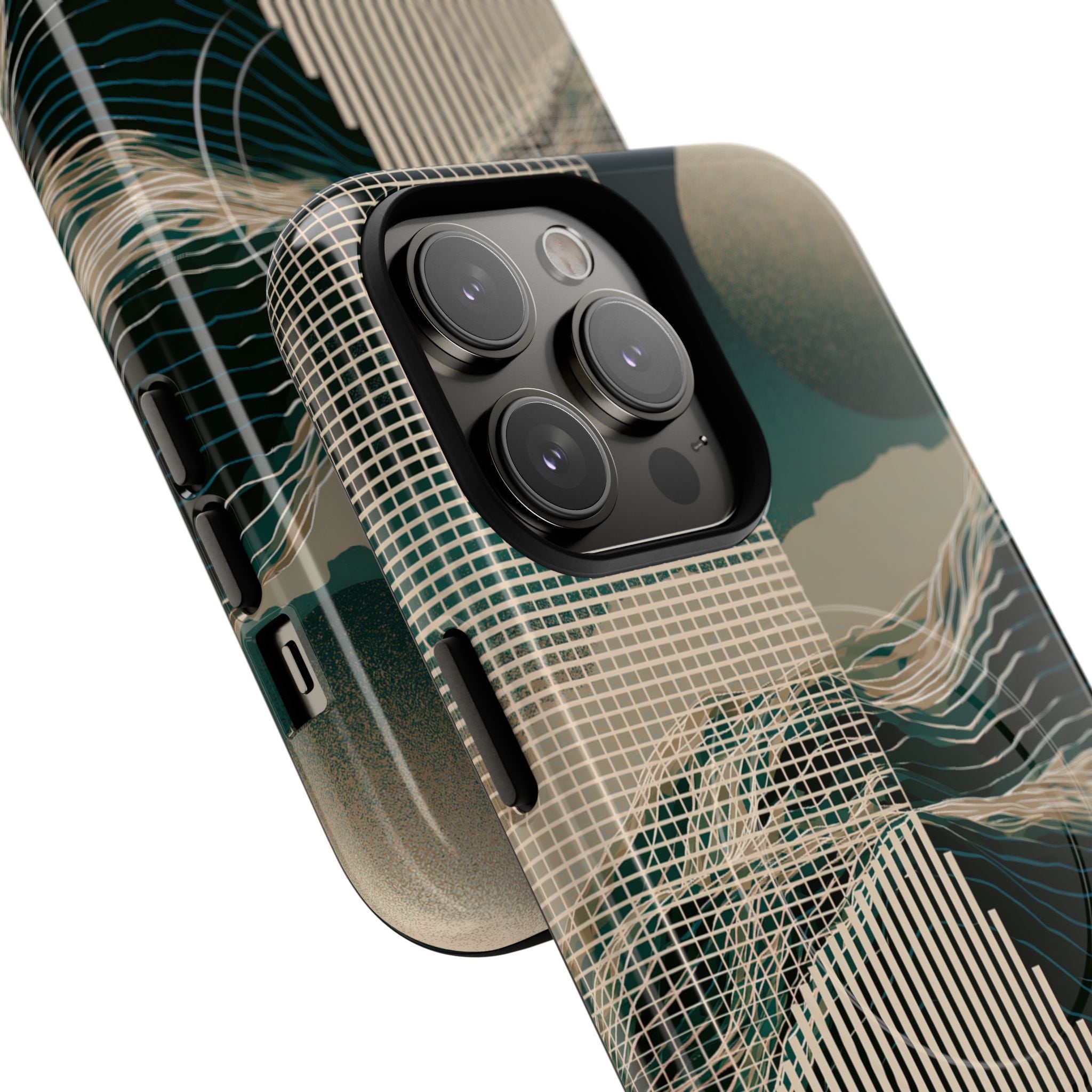 Green Tough 2.0 Magsafe Phone Case for iPhone - Lunar Moss Topography
