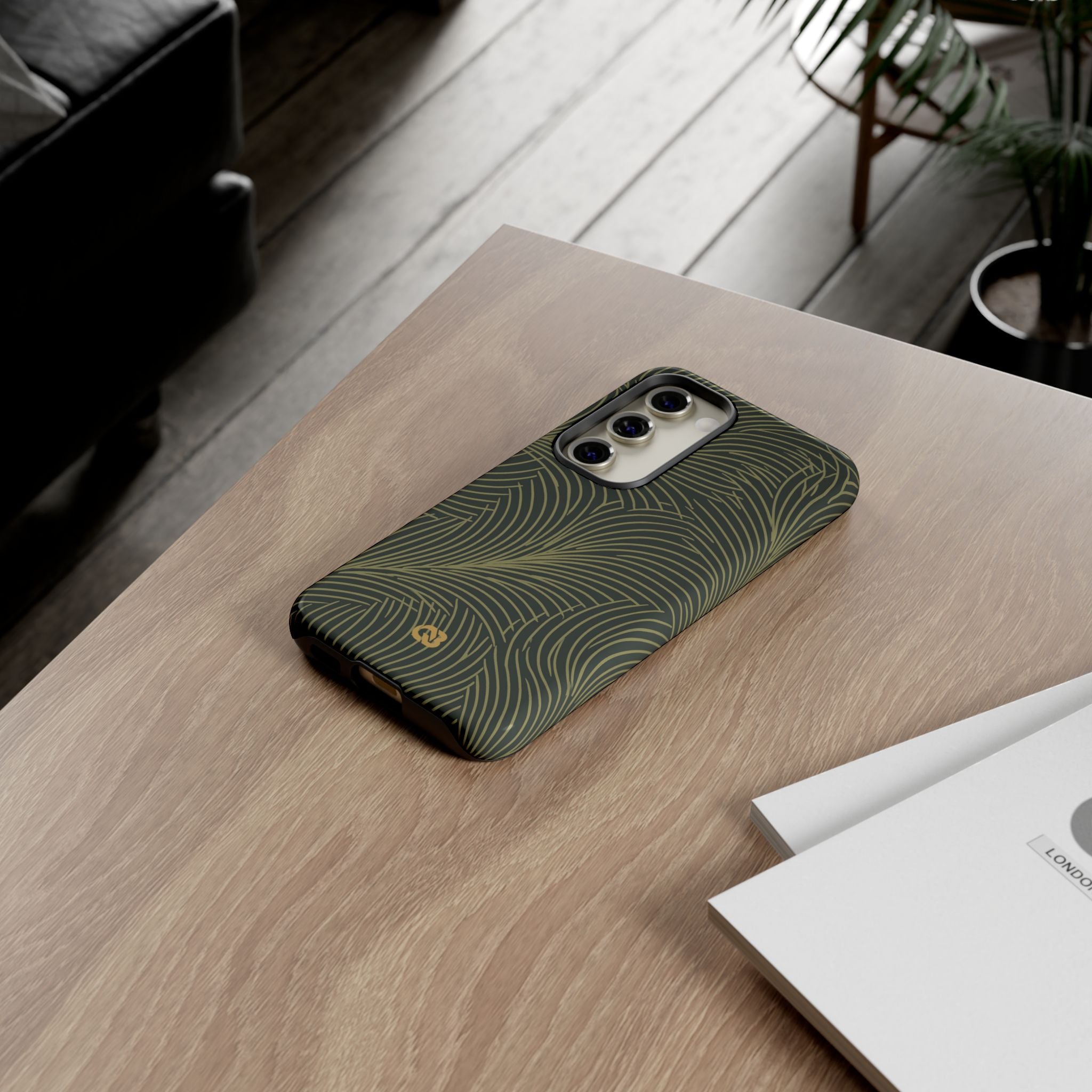 Green Tough Phone Case for Samsung - Dark Olive Plume