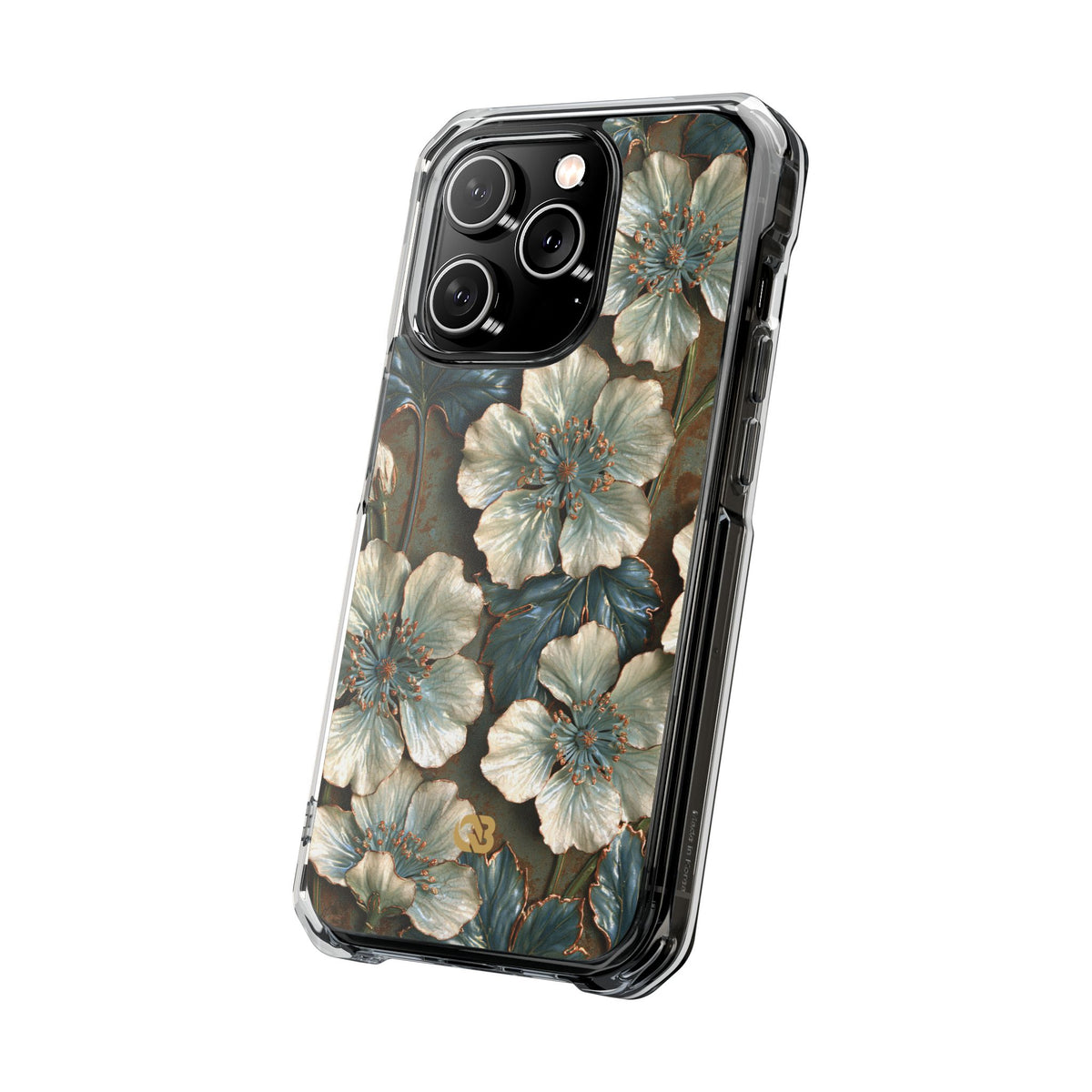Gilded Blossom Reverie · Clear Impact Magnetic Phone Case for iPhone · Teal