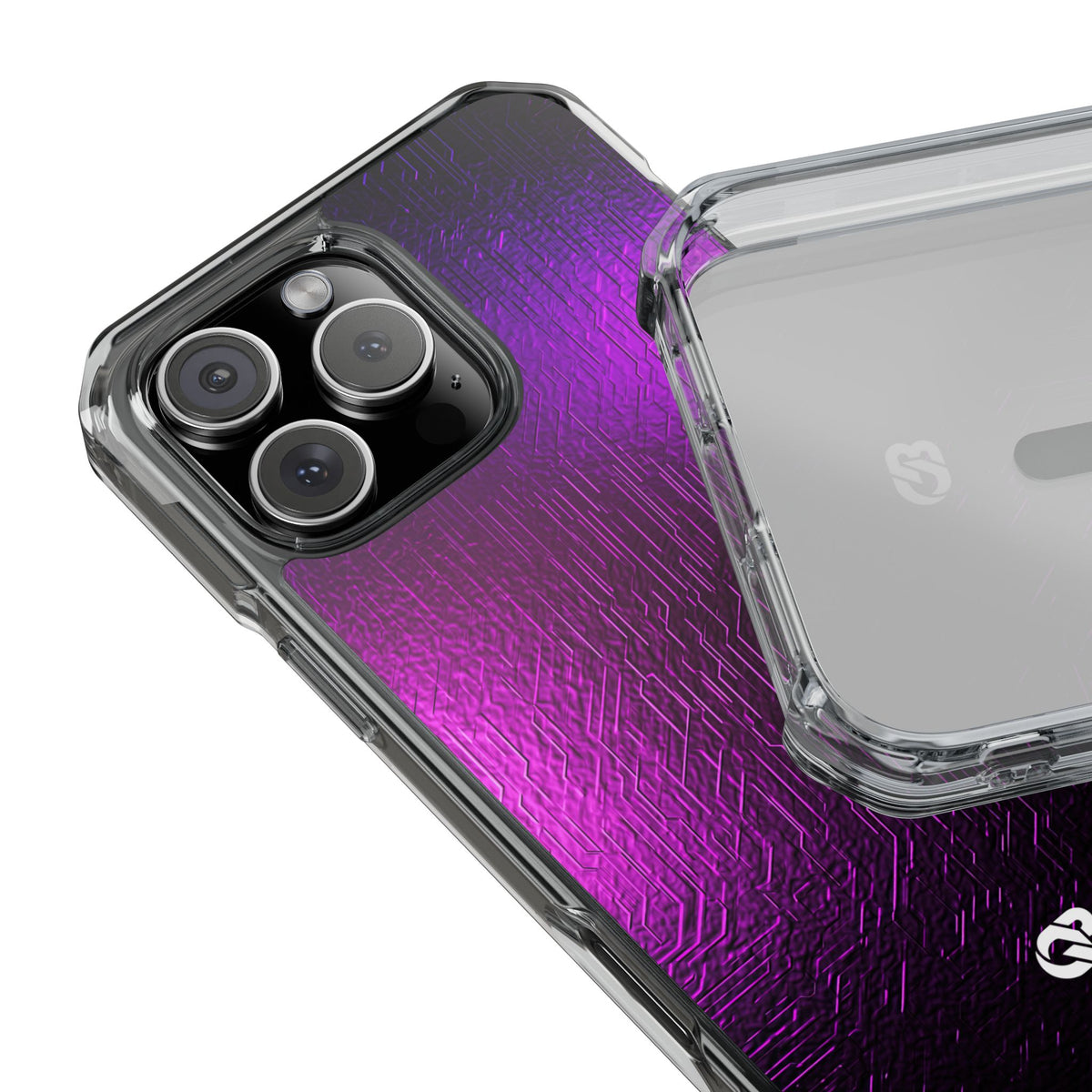 Violet Cyber Circuit · Clear Impact Magnetic Phone Case for iPhone · Purple