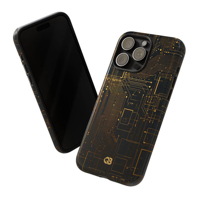 Gold Tough Phone Case for iPhone - Amber Core Mainframe