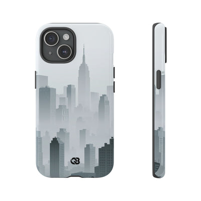 Grey Tough Phone Case for iPhone - Steel Mist Skyline