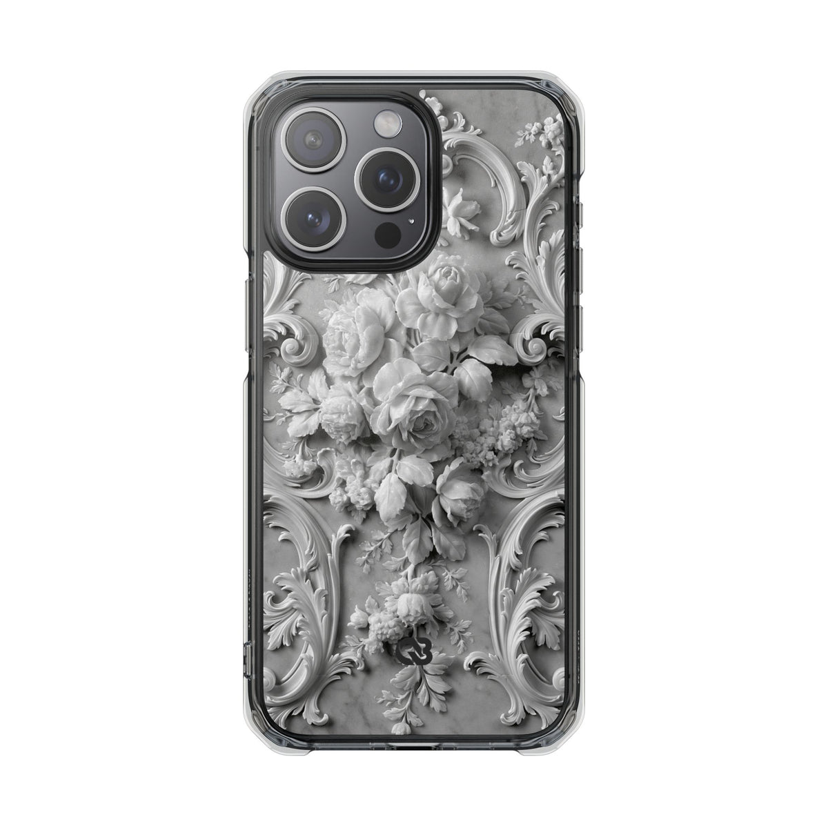 Rococo Marble Rose · Clear Impact Magnetic Phone Case for iPhone · White
