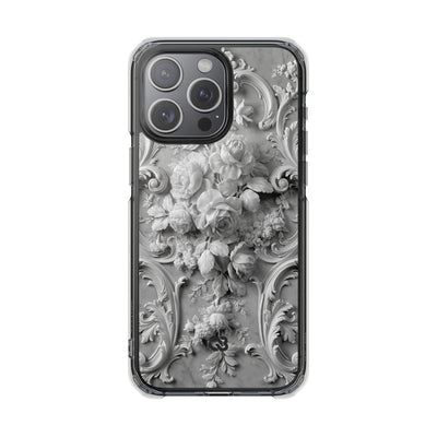 Rococo Marble Rose · Clear Impact Magnetic Phone Case for iPhone · White