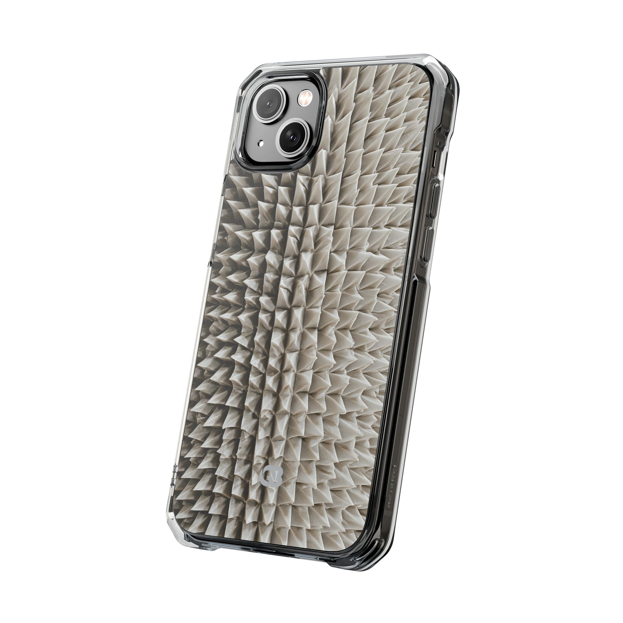 Beige Impact MagSafe Phone Case for iPhone - Bone Spiked Grid