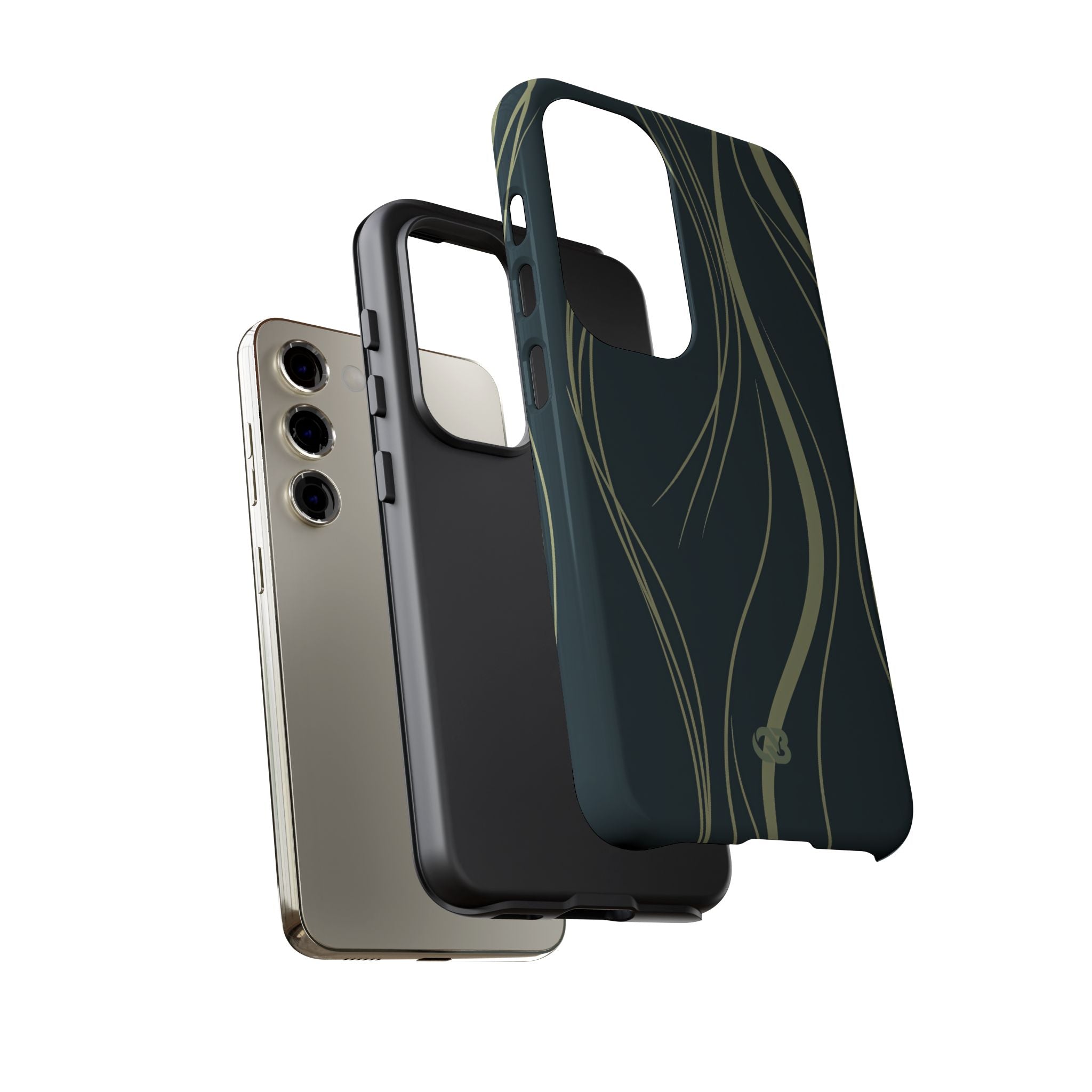 Green Tough Phone Case for Samsung - Obsidian Sage Flow