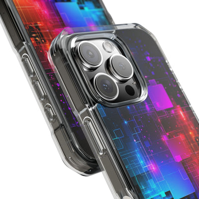 Spectral Circuit Grid · Clear Impact Magnetic Phone Case for iPhone · Black
