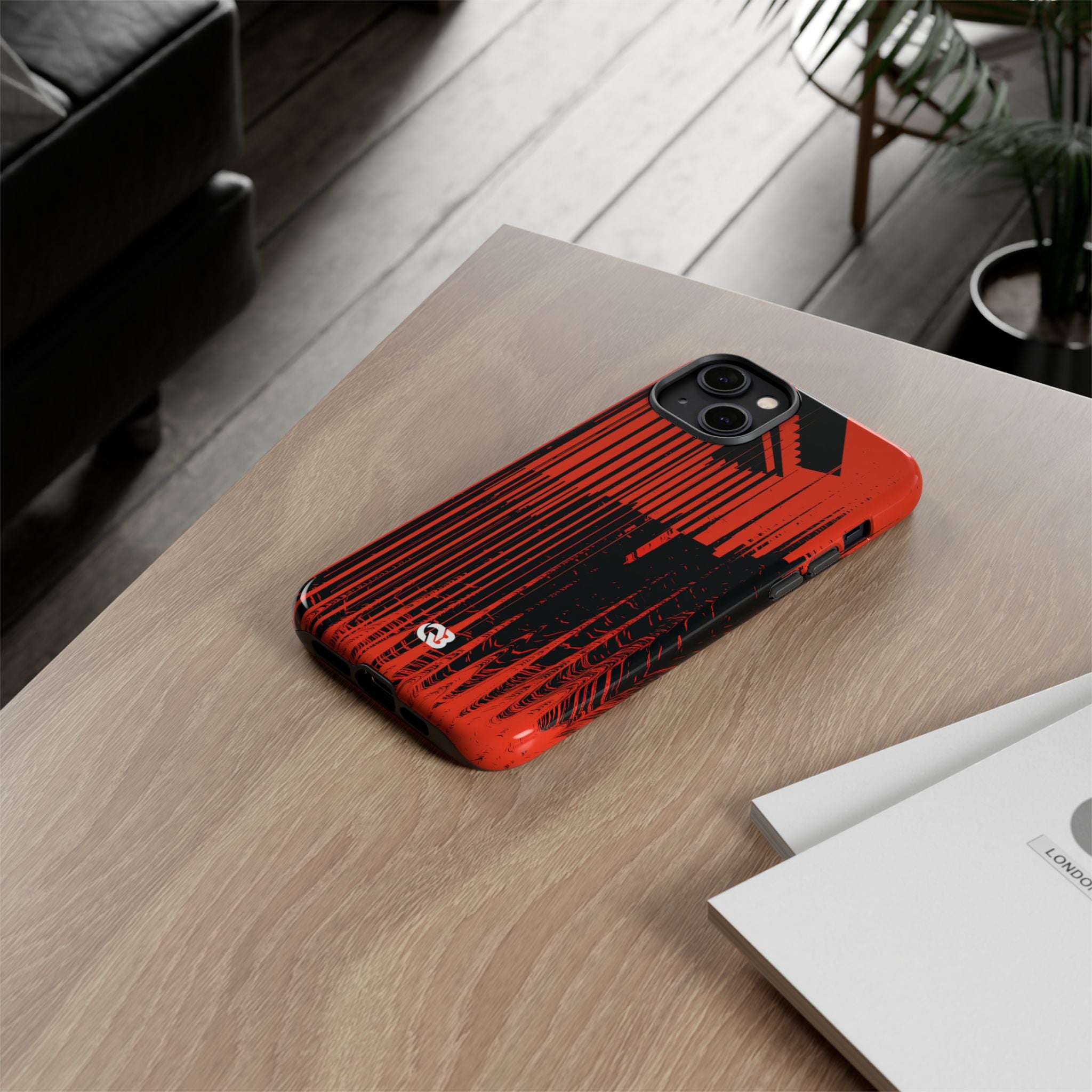 Red Tough Phone Case for iPhone - Crimson Brutalist Distortion