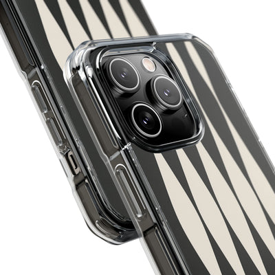 Black Impact MagSafe Phone Case for iPhone - Ivory Spindle Grid