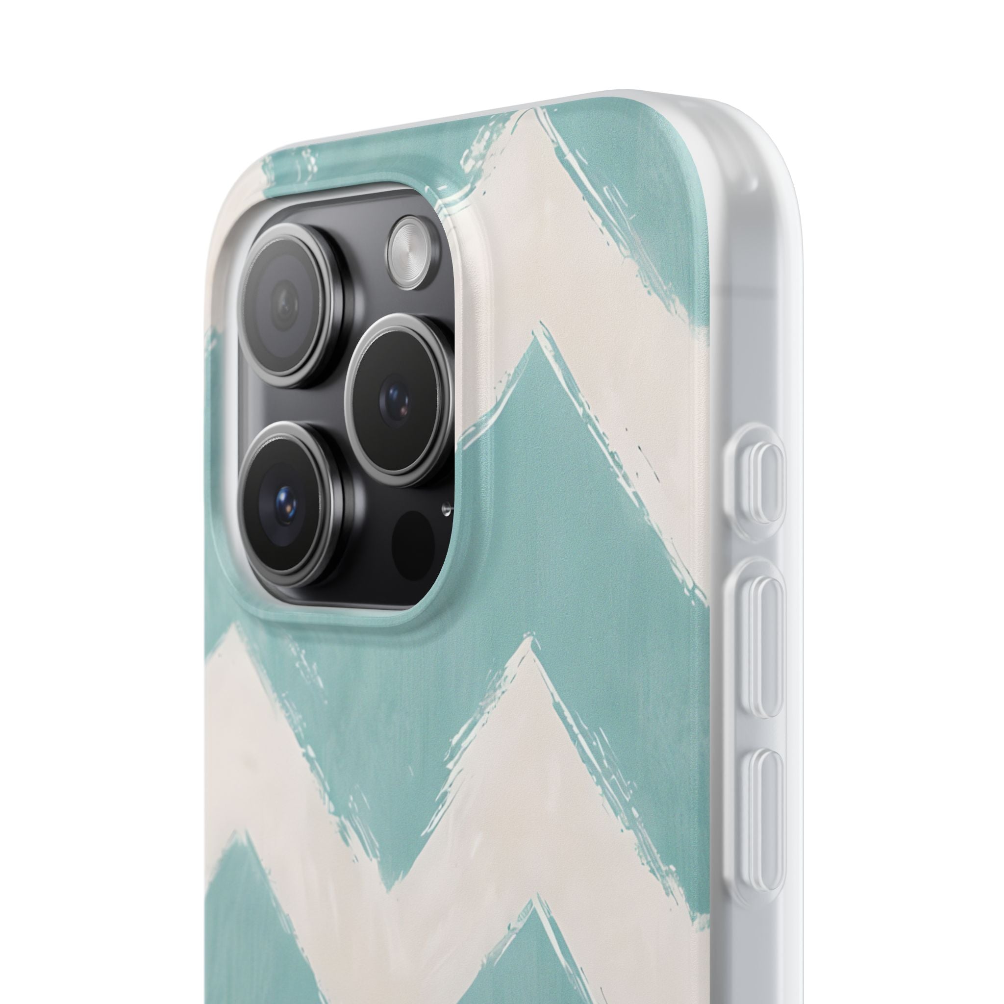 Teal Painted Chevron · Soft Phone Case for iPhone