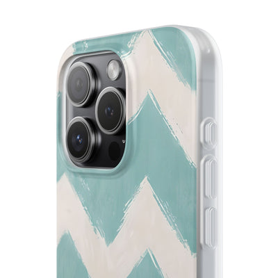 Teal Painted Chevron · Soft Phone Case for iPhone
