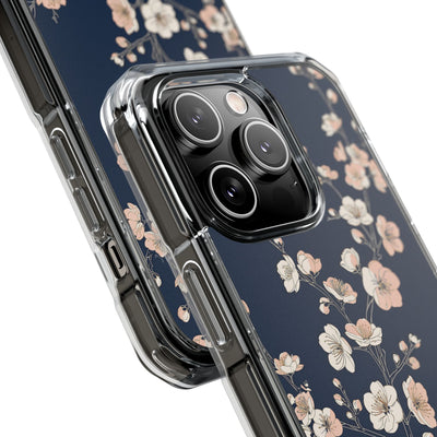 Blue Impact MagSafe Phone Case for iPhone - Midnight Peach Sakura