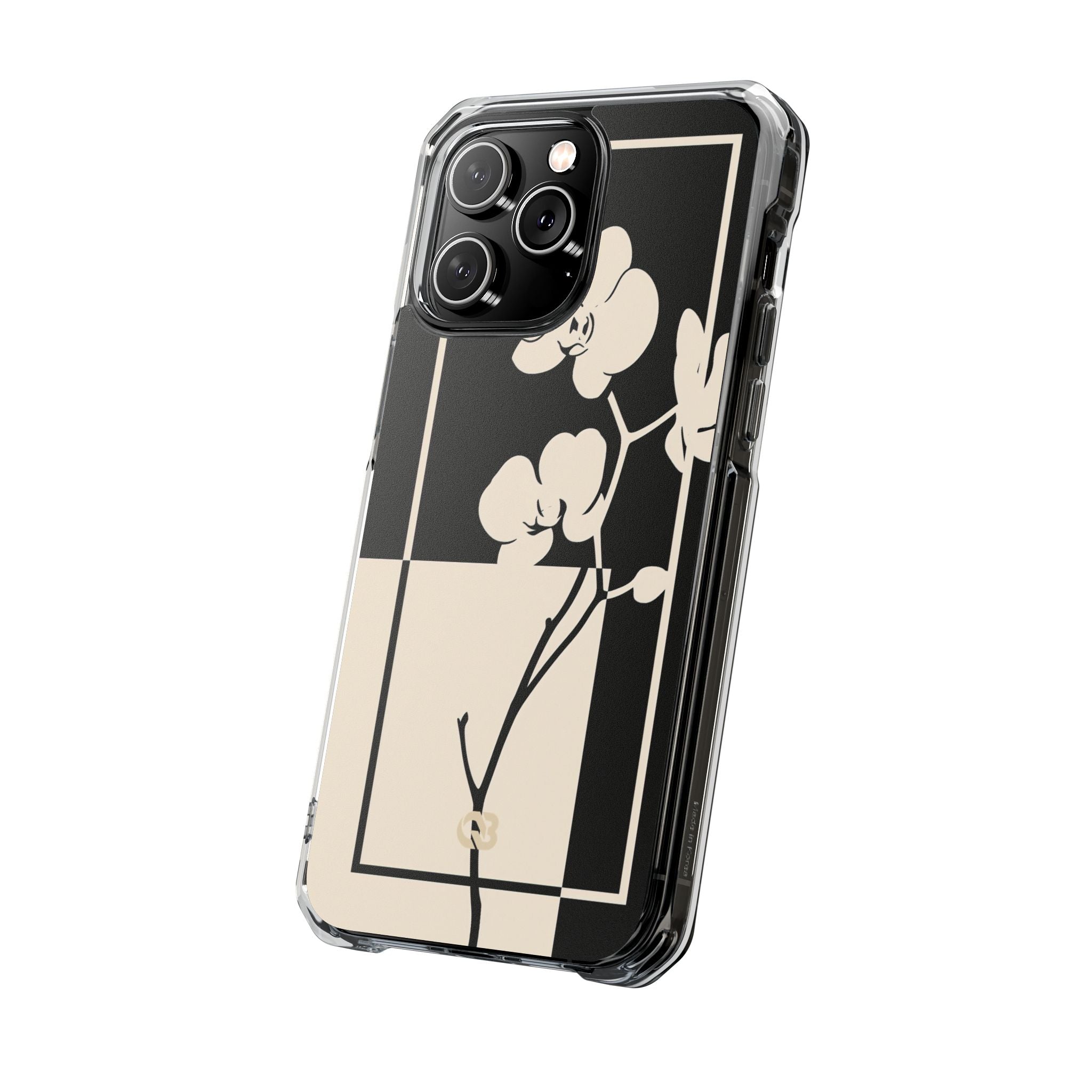 Beige Impact MagSafe Phone Case for iPhone - Nocturnal Orchid Frame