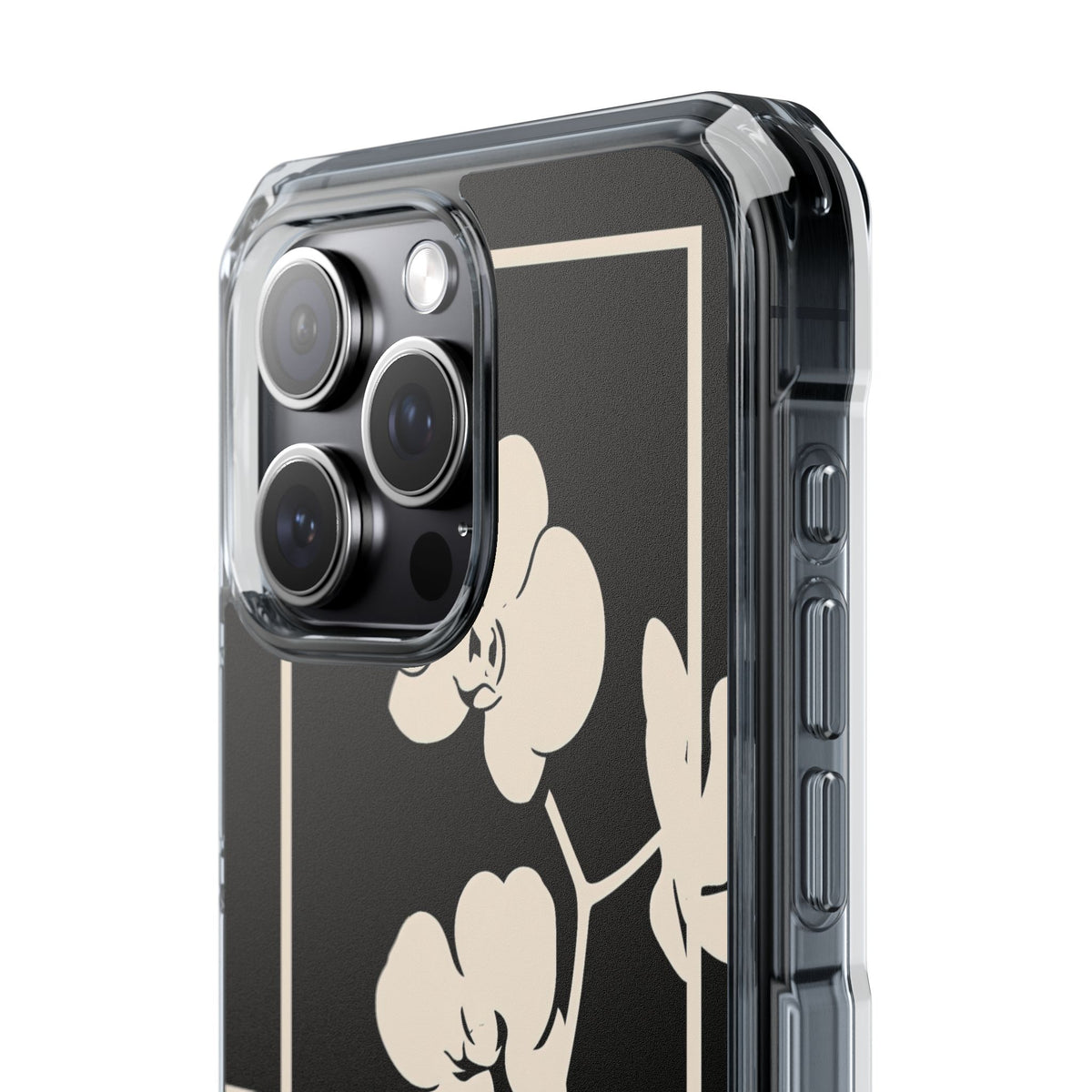 Geometric Orchid Bloom · Clear Impact Magnetic Phone Case for iPhone ·  Black