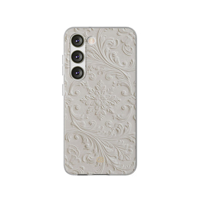 White Lite Phone Case for Samsung - Alabaster Floral Relief