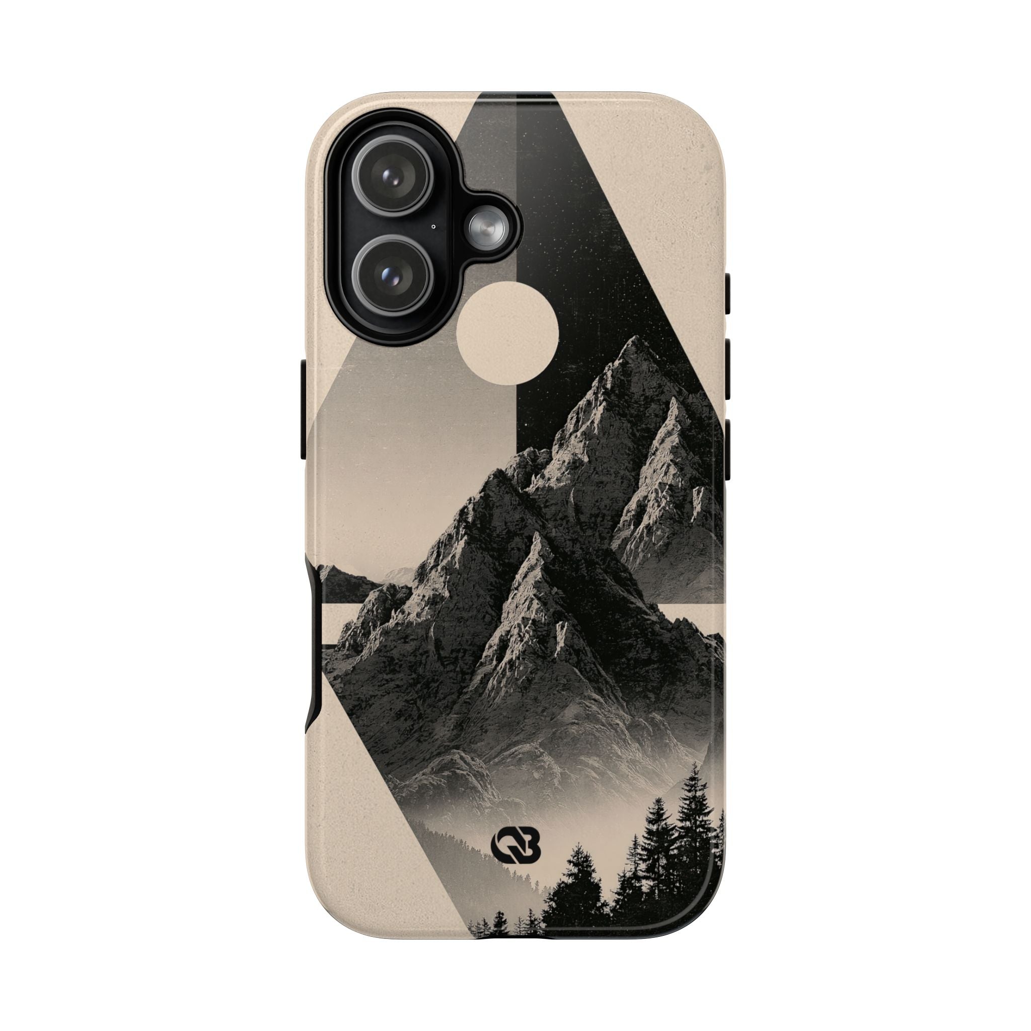 Beige Tough Phone Case for iPhone - Obsidian Summit Parchment